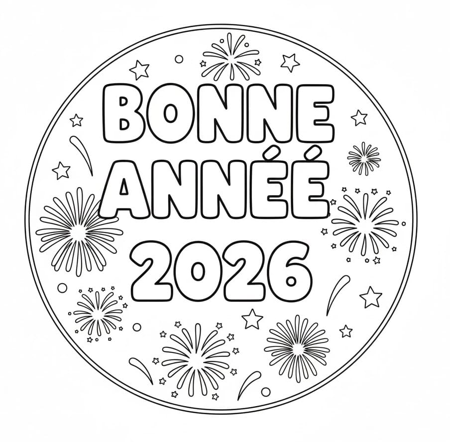 Coloriage Dessin Gratuit de Bonne Année 2026