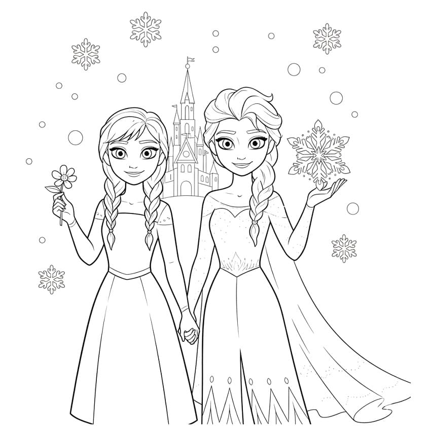 Coloriage Disney Elsa et Anna