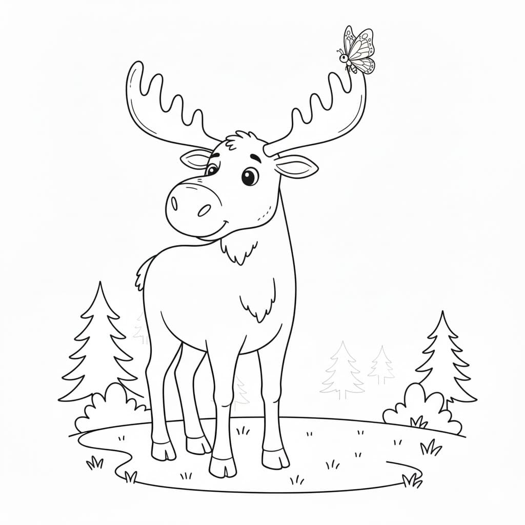 Coloriage Élan curieux