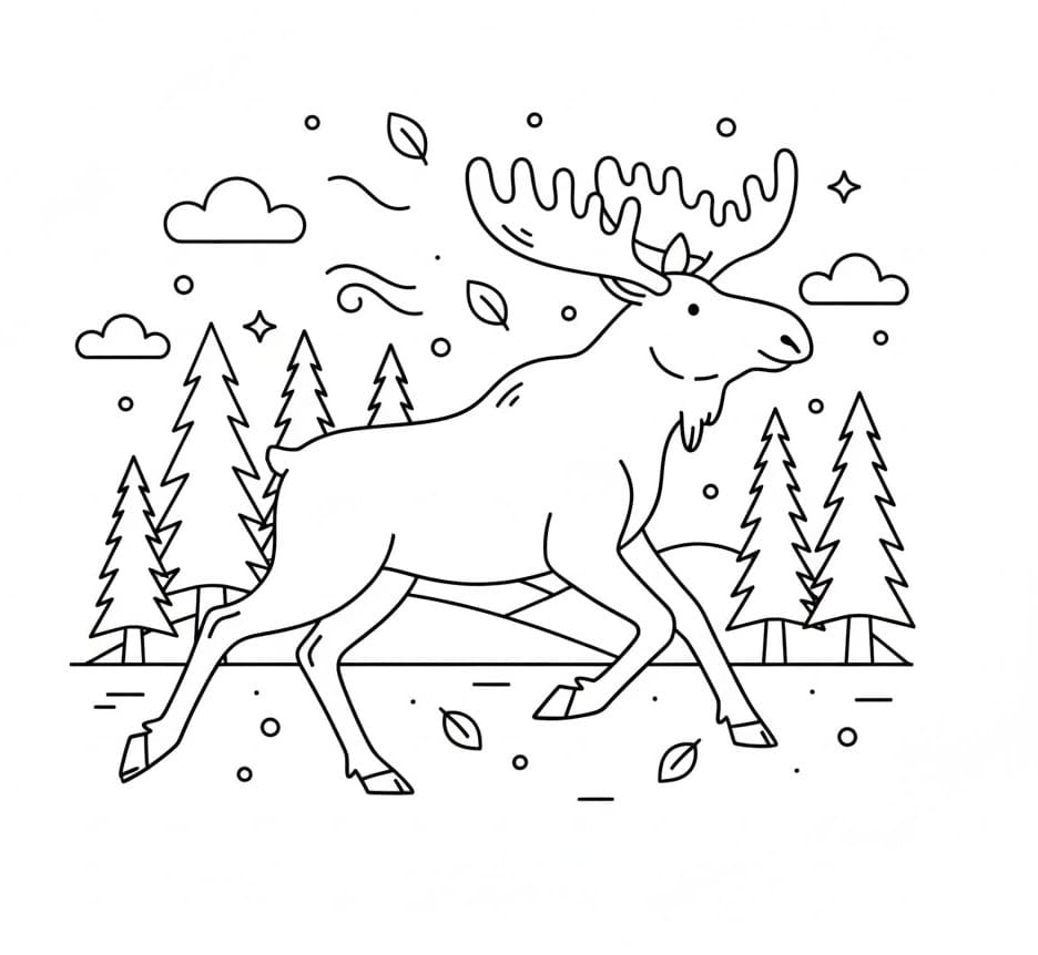 Coloriage Élan en course