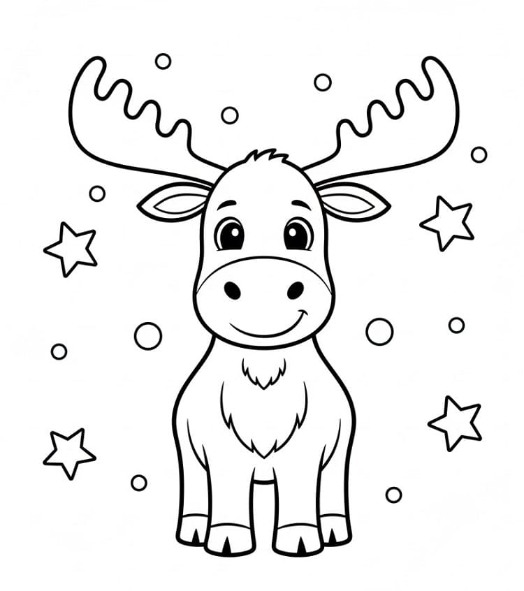 Coloriage Élan Souriant