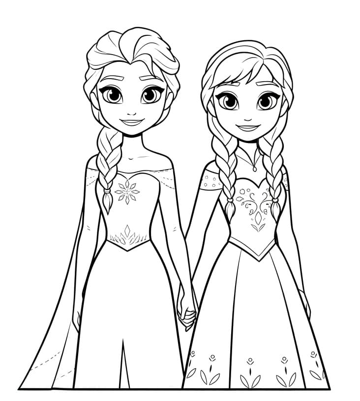 Coloriage Elsa et Anna de Disney