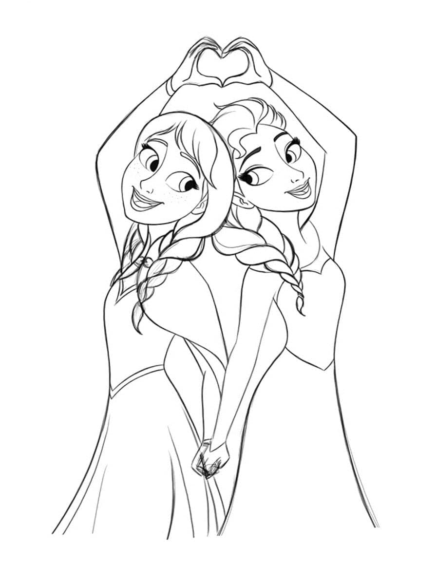 Coloriage Elsa et Anna Gratuit Pour les Enfants