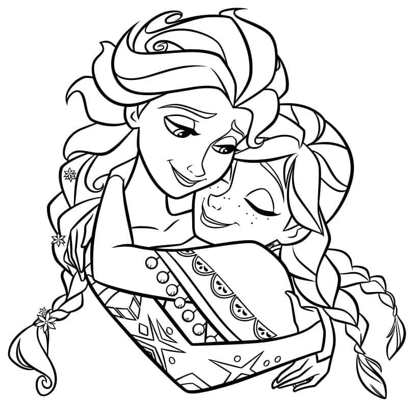 Coloriage Elsa et Anna Gratuit
