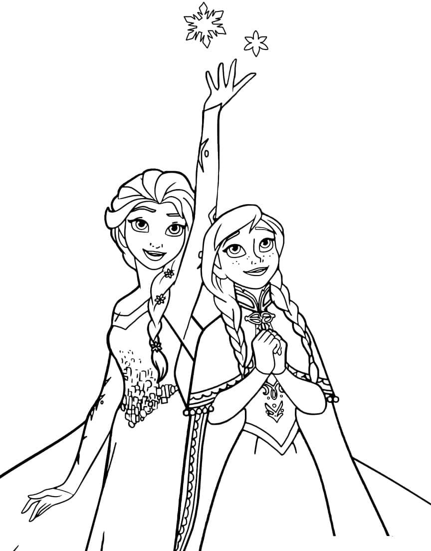 Coloriage Elsa et Anna Imprimable Gratuit