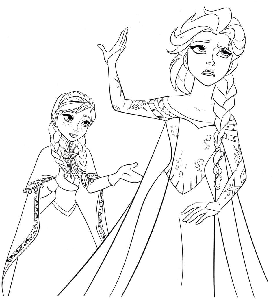 Coloriage Elsa et Anna Imprimable
