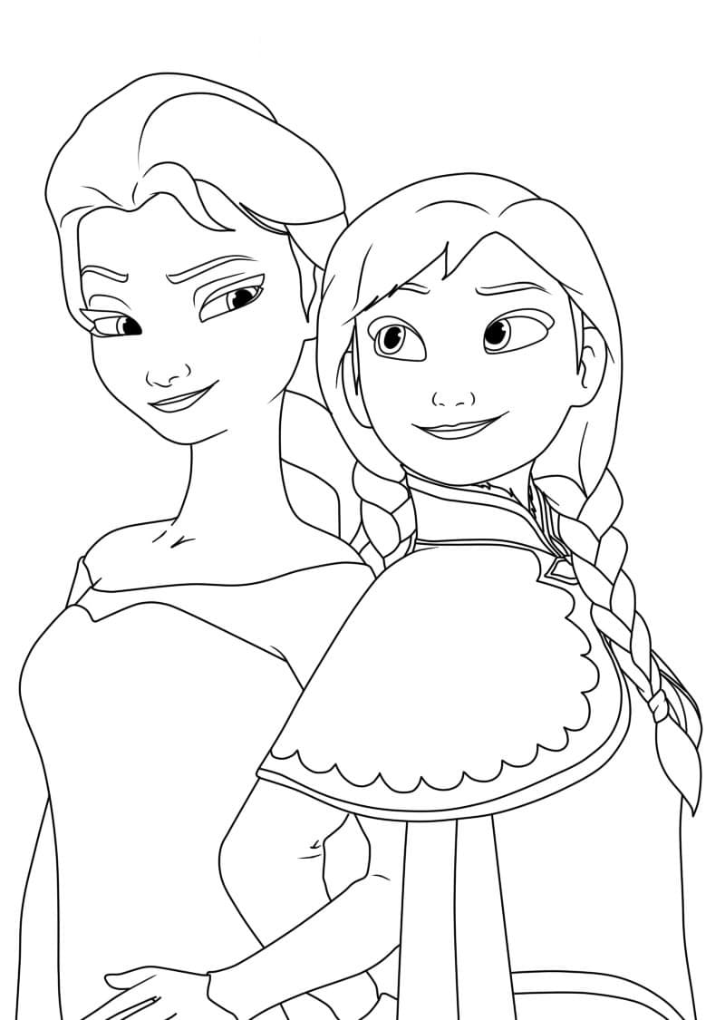 Coloriage Elsa et Anna Pour Enfants