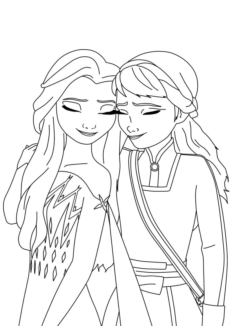 Coloriage Elsa et Anna Pour les Enfants de 1 An