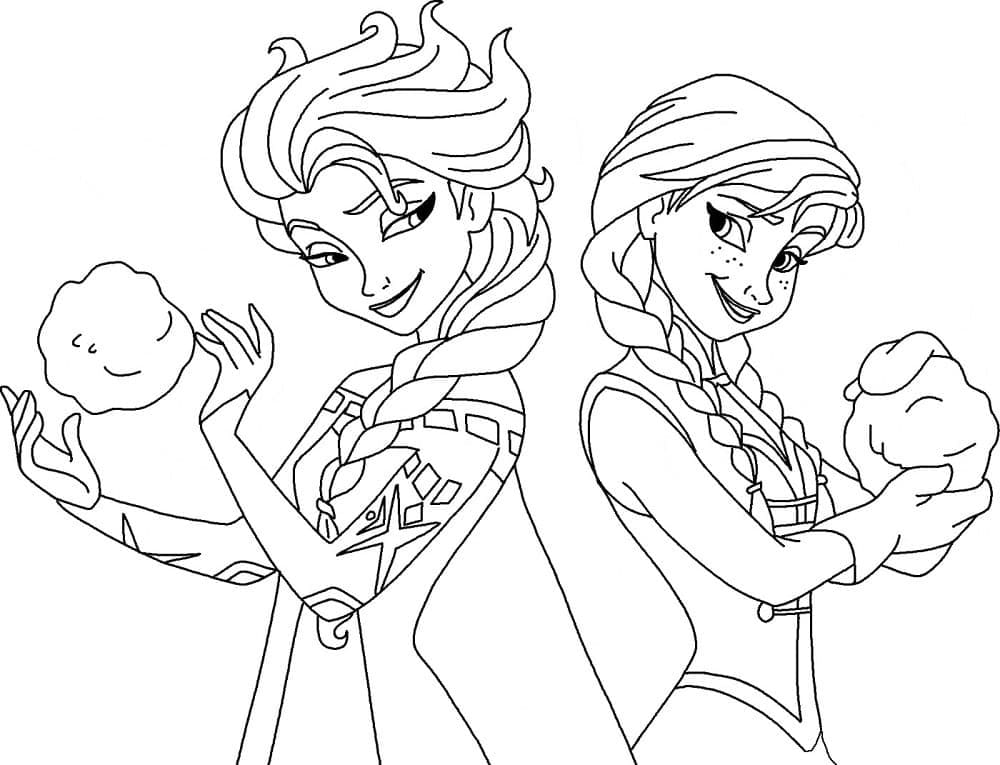 Coloriage Elsa et Anna Pour les Enfants
