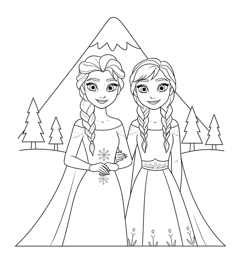 Coloriage Elsa et Anna