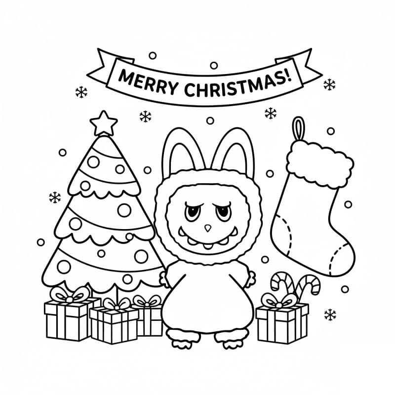 Coloriage Gratuit Labubu Noël