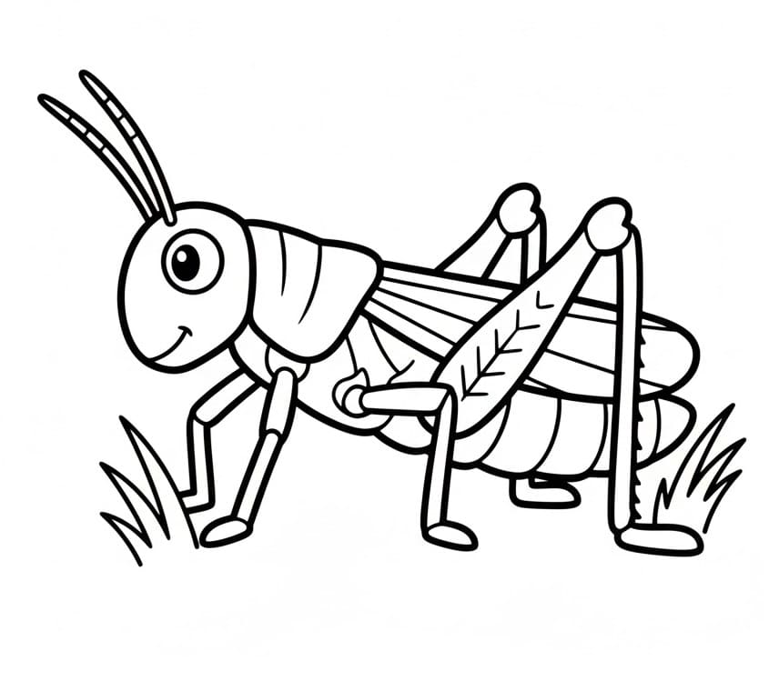 Coloriage Gratuit Sauterelle Pour les Enfants
