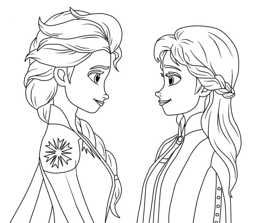 Coloriage Imprimable Elsa et Anna Pour les Enfants