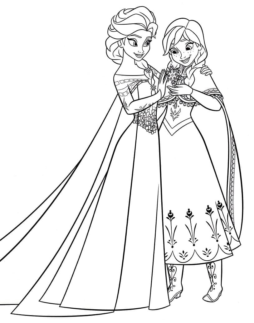 Coloriage Imprimable Elsa et Anna