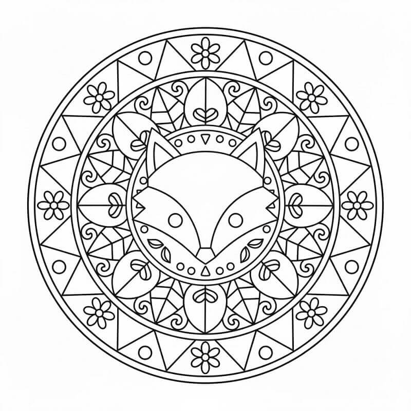 Coloriage Mandala Renard