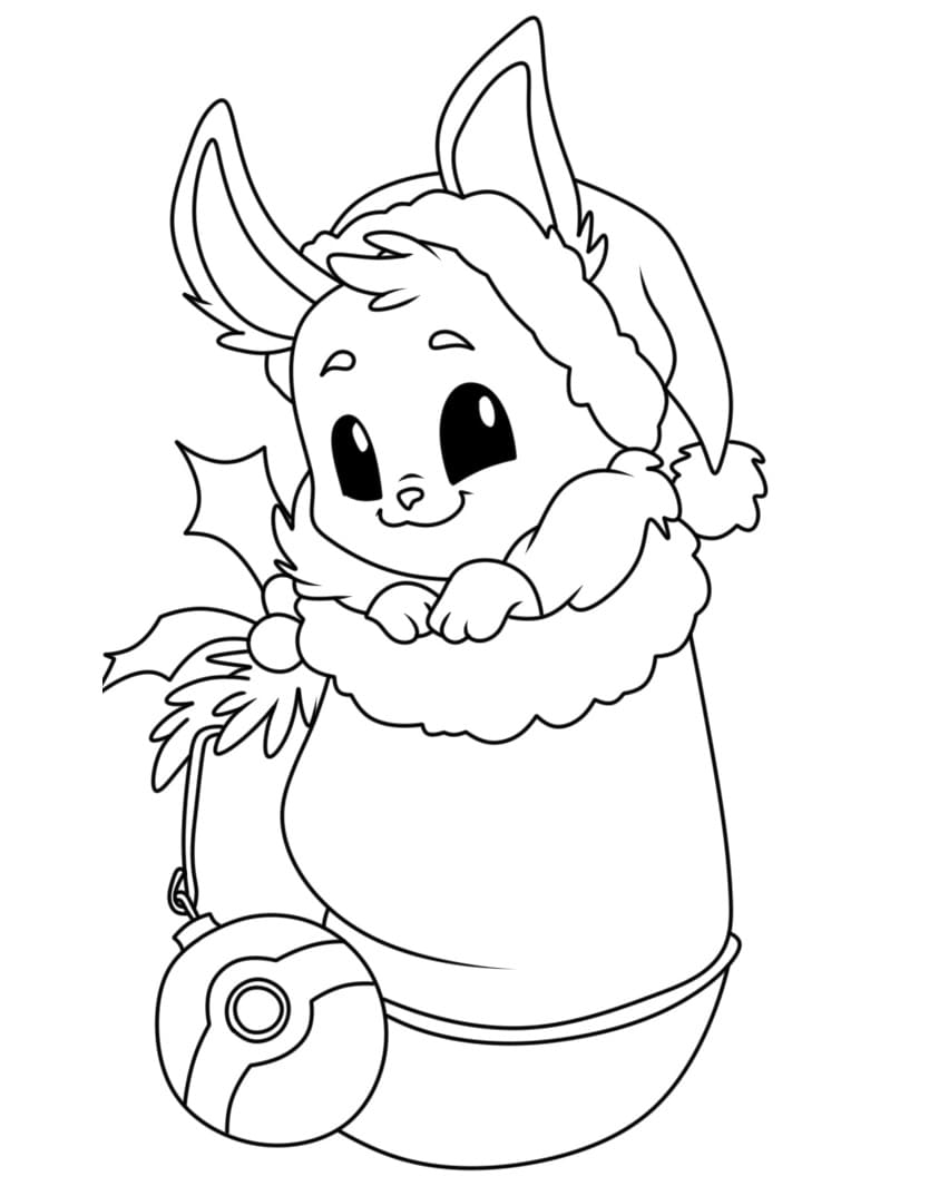 Coloriage Imprimable Gratuit Noël Kawaii Pour les Enfants