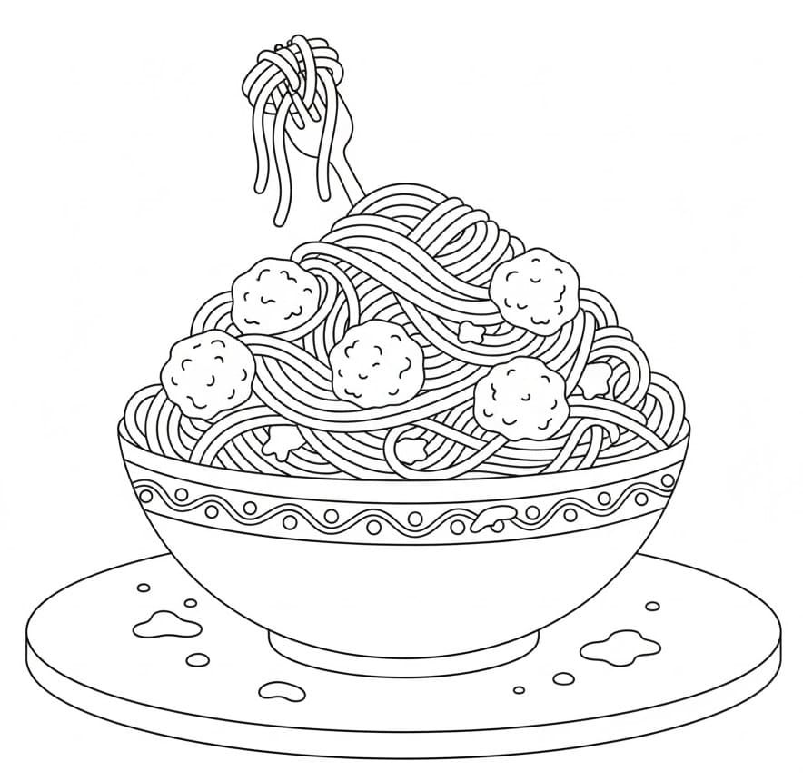 Coloriage Imprimable Gratuit Spaghetti Pour les Enfants