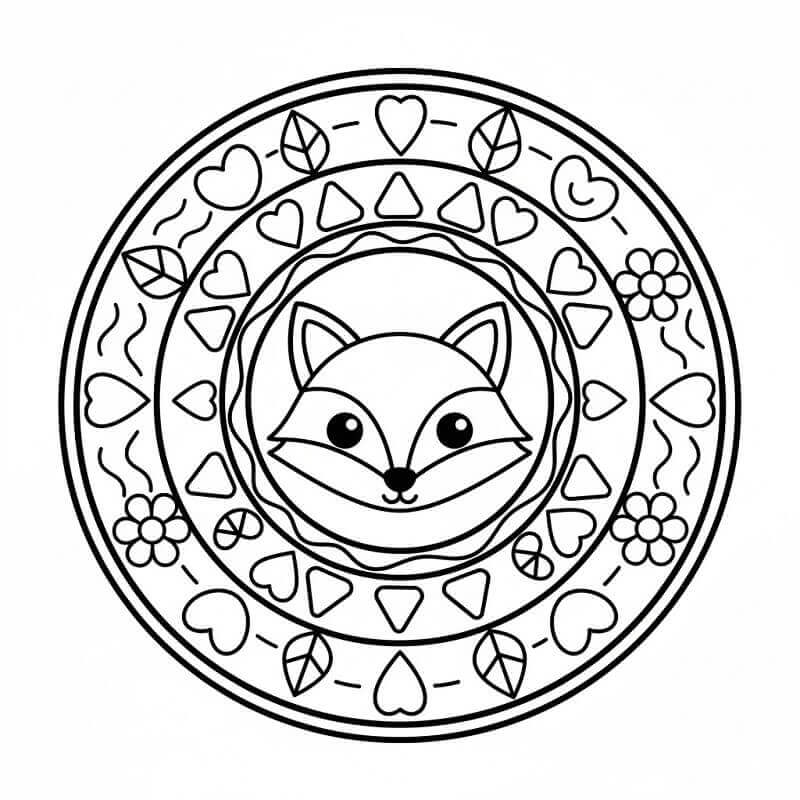 Coloriage Imprimable Mandala Renard pour Adultes