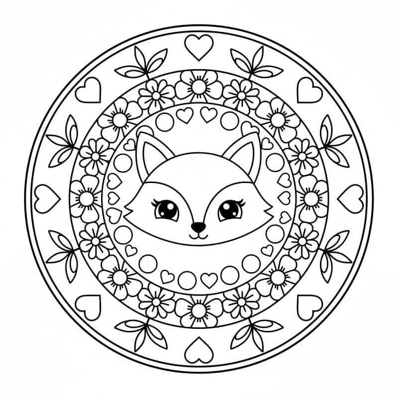 Coloriage Imprimable Mandala Renard