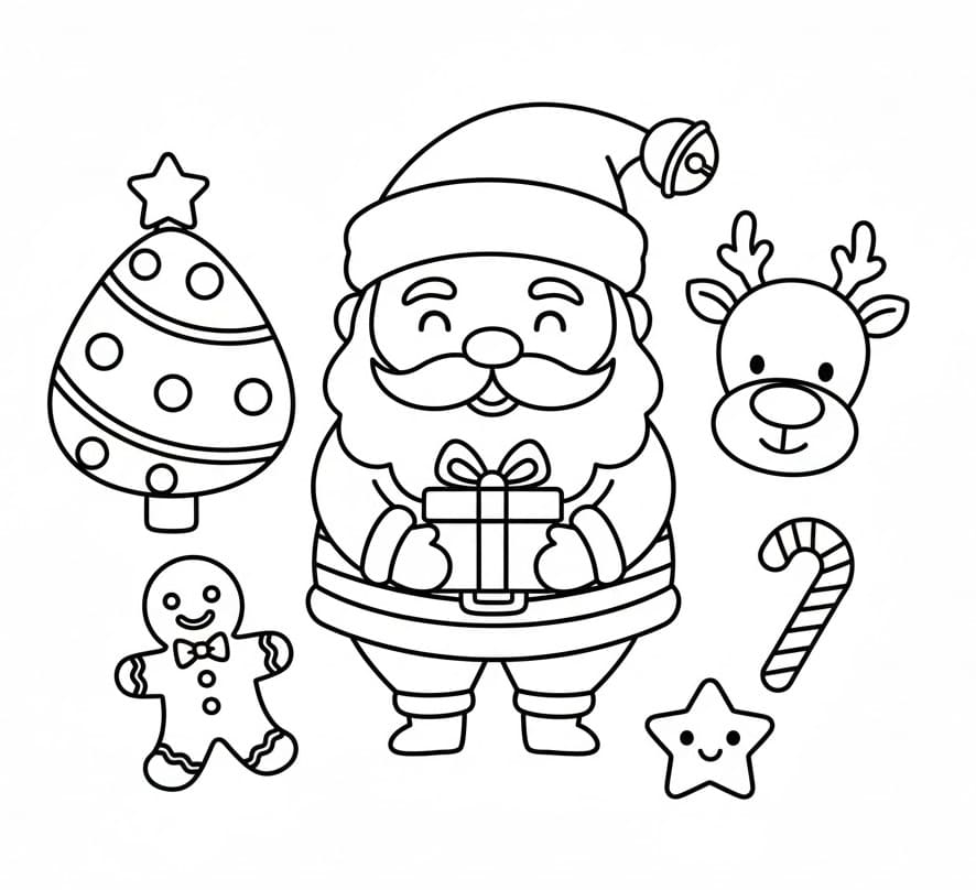 Coloriage Imprimable Noël Kawaii