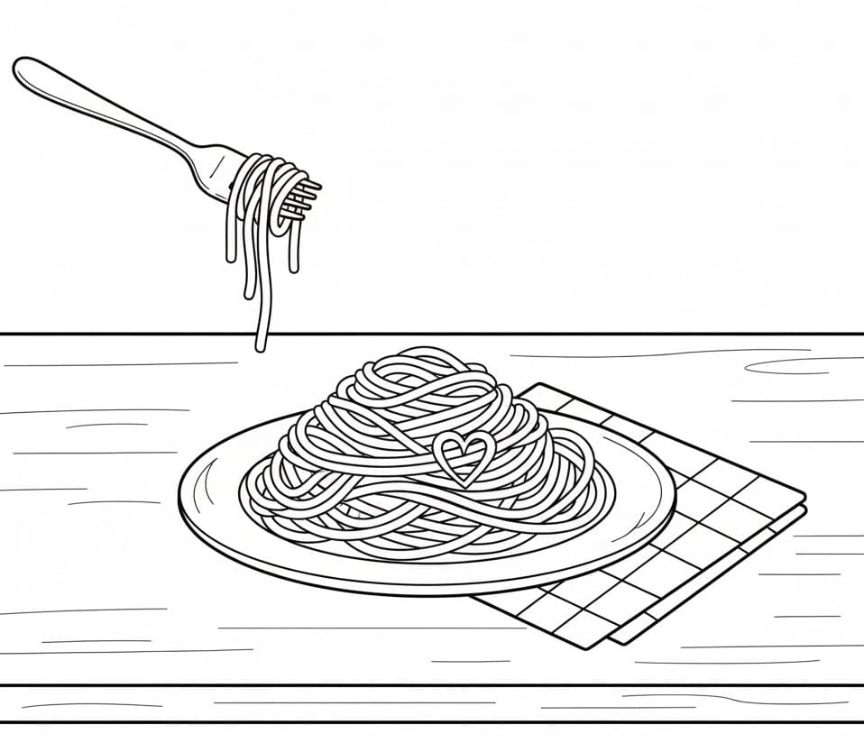 Coloriage Imprimable Spaghetti Pour les Enfants