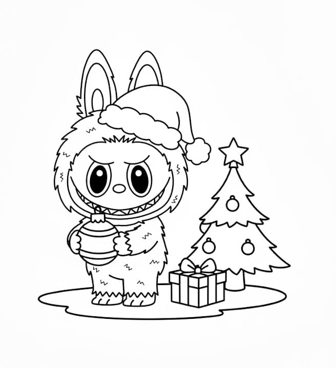 Coloriage Labubu Noël