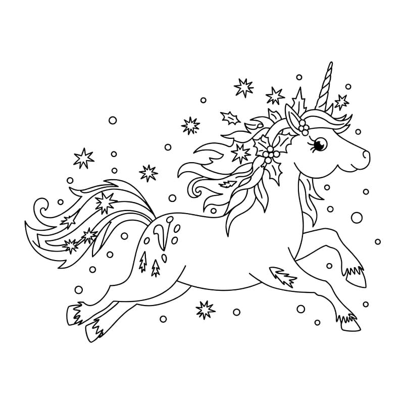 Coloriage Joyeux Noël Licorne