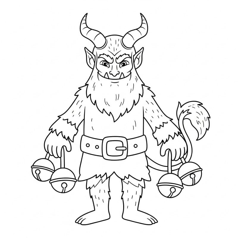 Coloriage Krampus avec des grelots