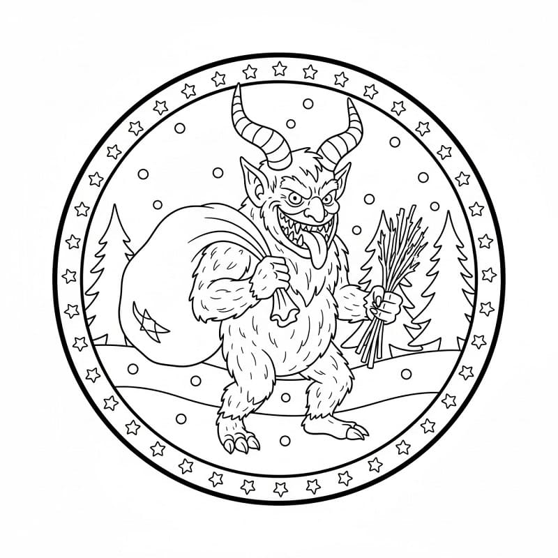 Coloriage Krampus effrayant