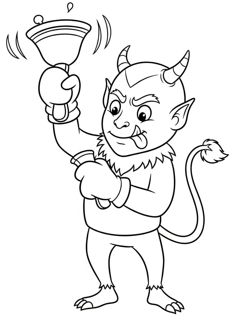 Coloriage Krampus et cloche de Noël