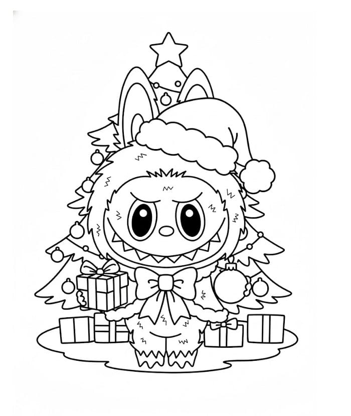 Coloriage Labubu à Noël