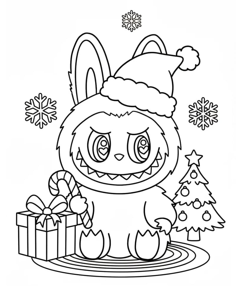 Coloriage Labubu avec Noël