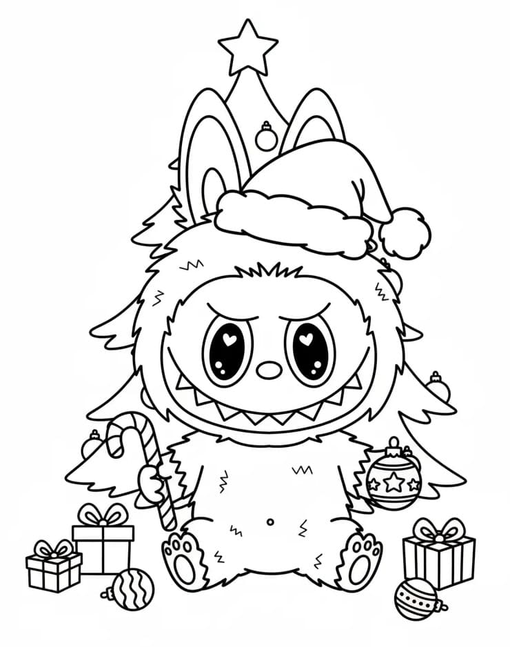 Coloriage Labubu et Noël