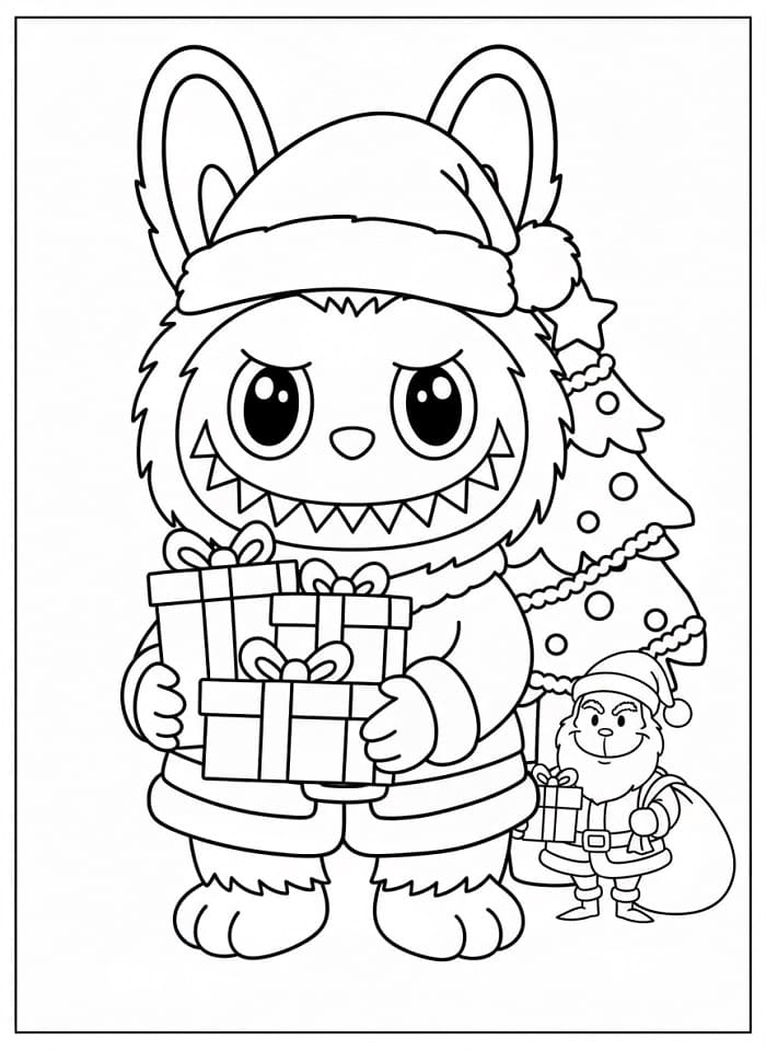 Coloriage Labubu Joyeux Noël