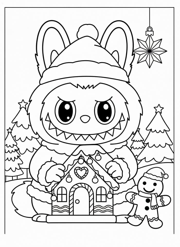 Coloriage Labubu Noël Gratuit