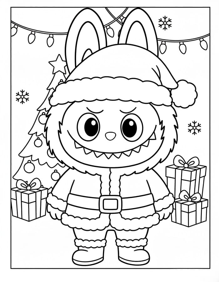 Coloriage Labubu Noël Imprimable Gratuit
