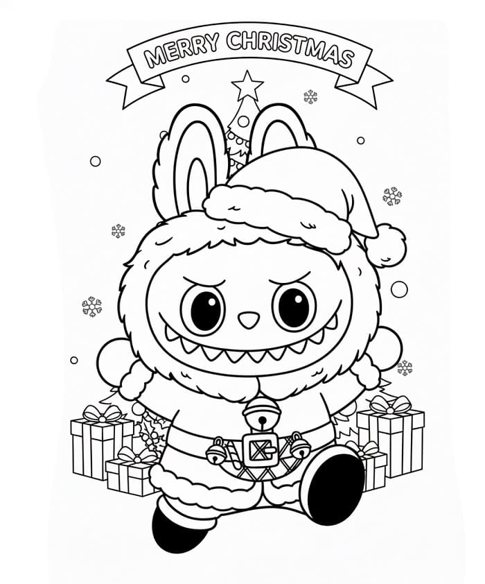 Coloriage Labubu Noël Imprimable