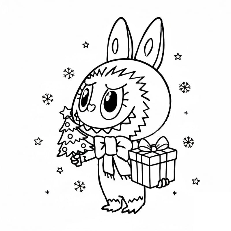 Coloriage Labubu Noël Pour les Enfants de 1 An