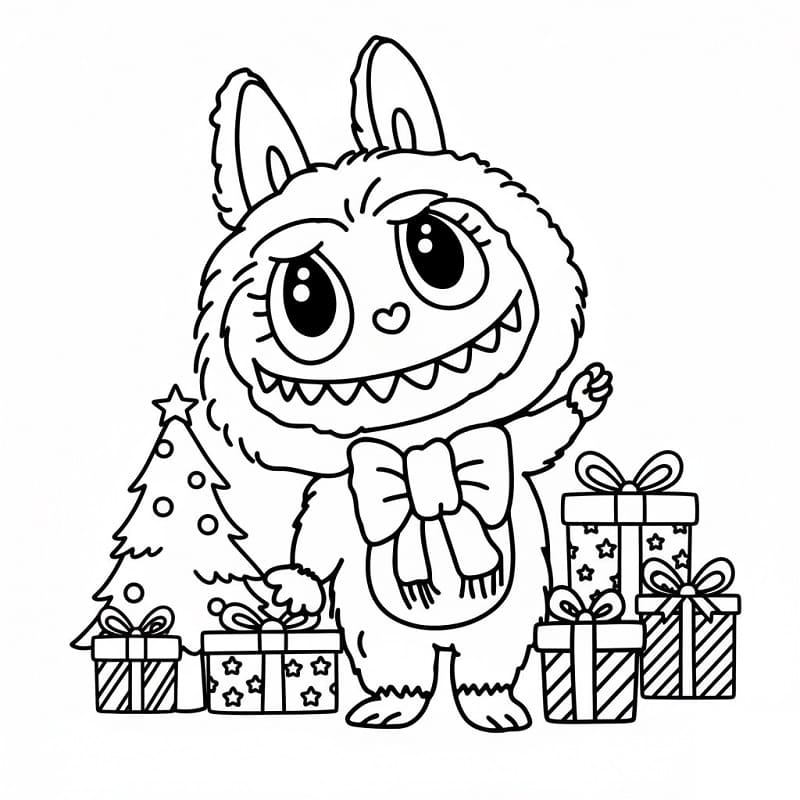 Coloriage Labubu Noël Pour les Enfants de 2 Ans