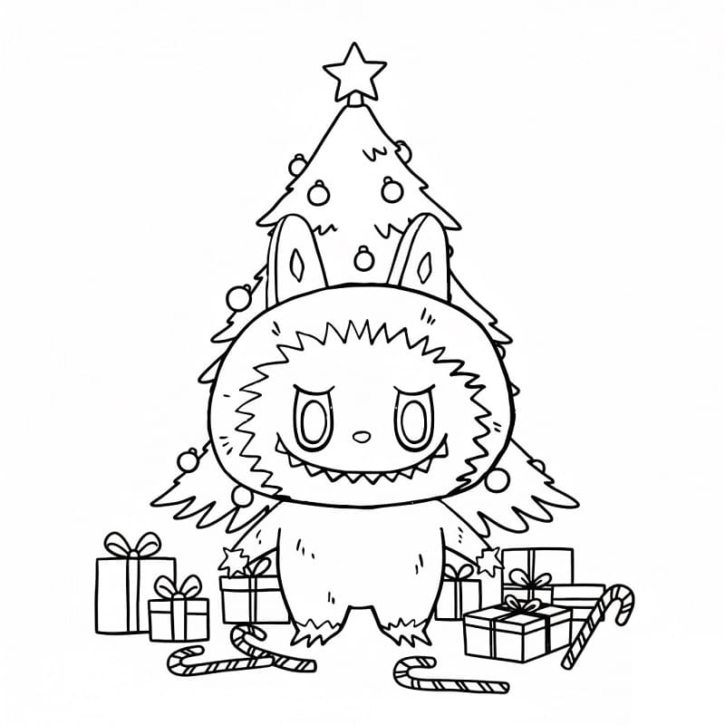 Coloriage Labubu Noël Pour les Enfants de 5 Ans