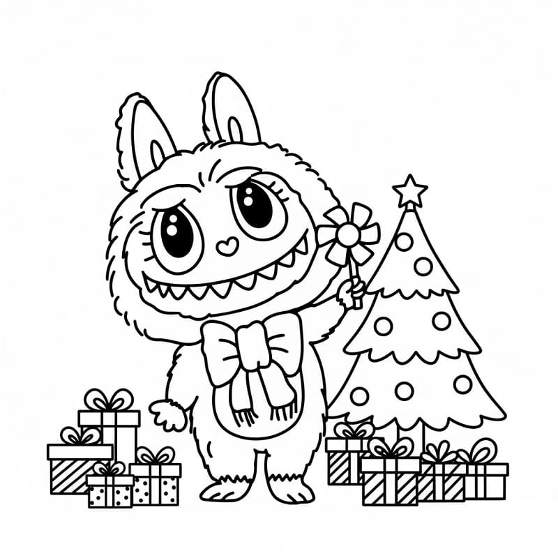 Coloriage Labubu Noël Pour les Enfants de 6 Ans