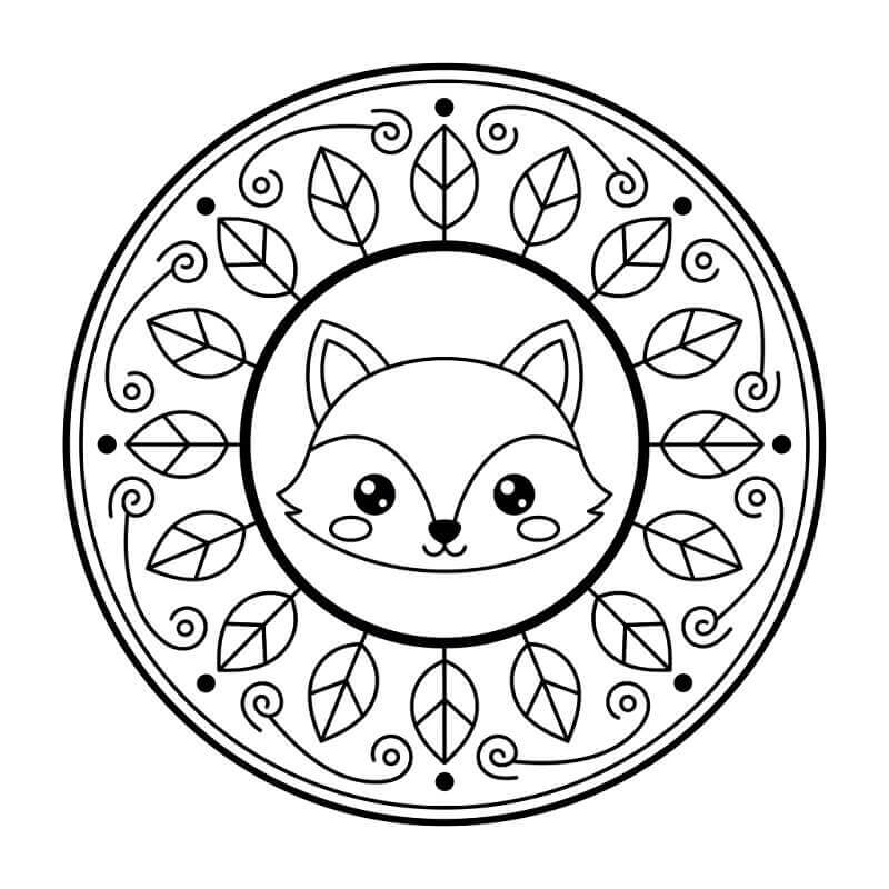 Coloriage Mandala renard adorable