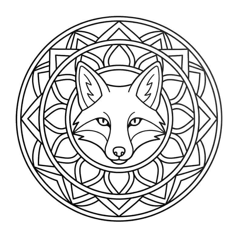 Coloriage Mandala renard génial