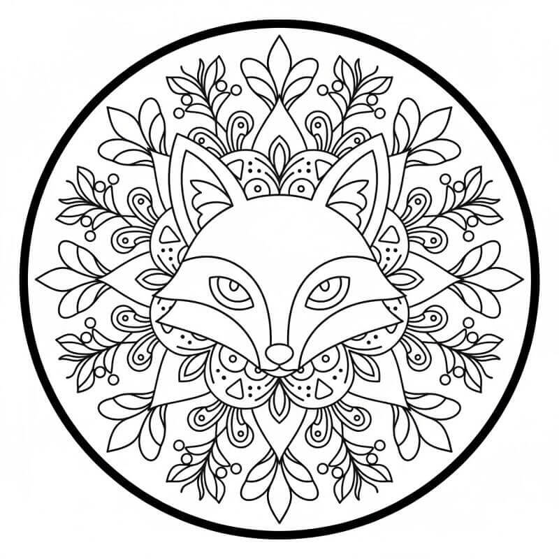 Coloriage Mandala Renard Imprimable pour Adultes