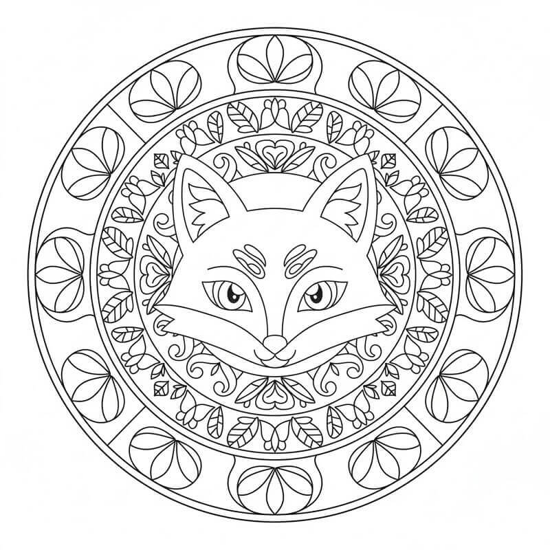 Coloriage Mandala Renard Imprimable
