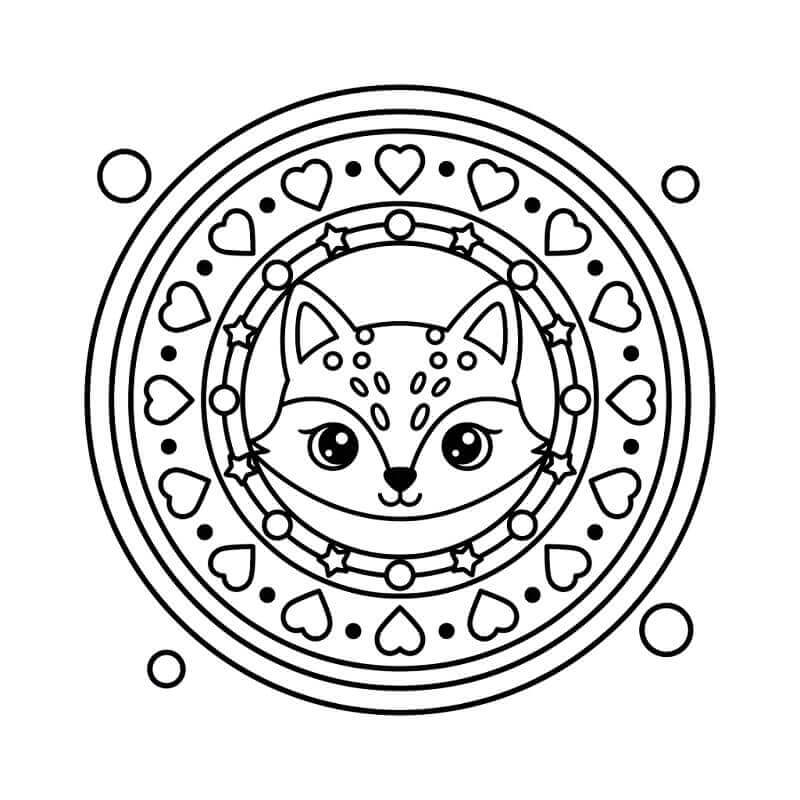 Coloriage Mandala renard mignon