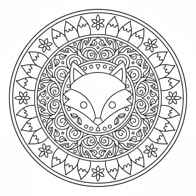 Coloriage Mandala Renard pour Adultes