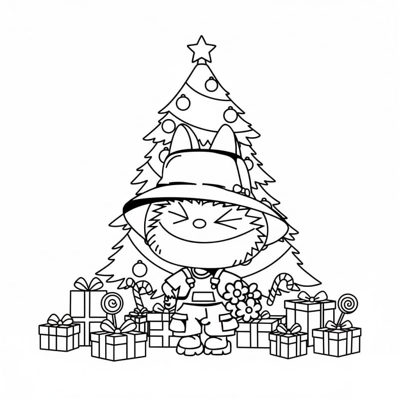 Coloriage Mignon Labubu de Noël
