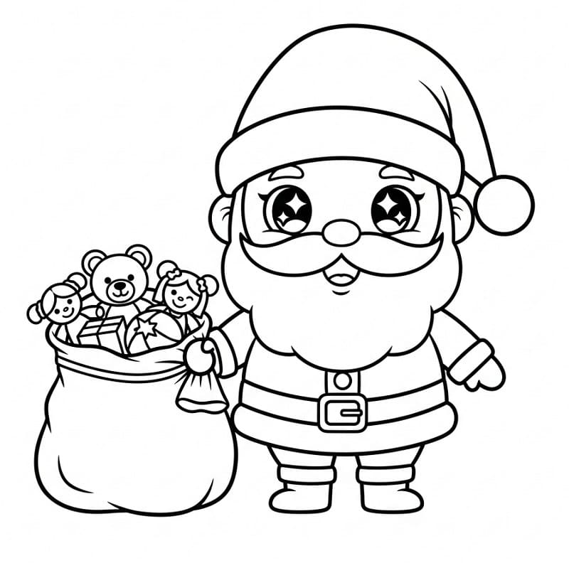 Coloriage Noël Kawaii Imprimable Gratuit Pour les Enfants