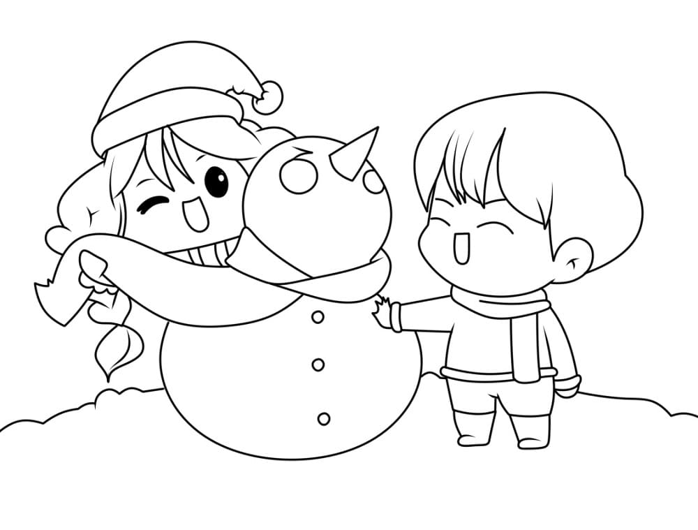 Coloriage Noël Kawaii Imprimable Pour les Enfants